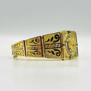 BRAZALETE MEDUSA NACAR PEQUEÑO CIRCONITAS. Oro 18k