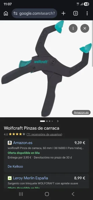 Wolfcraft Pinzas de carraca (8 unidades)
