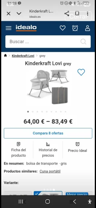 Moisés Minicuna Kinderkraft Gris