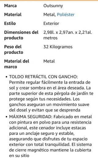 Pérgola 3x3 Beige Nueva