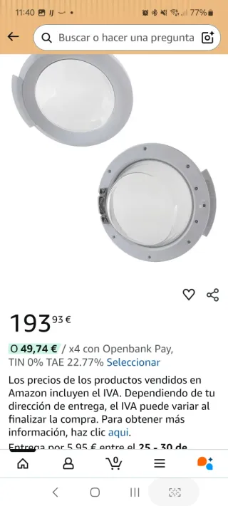 Porta di ricambio per lavatrice Bosch