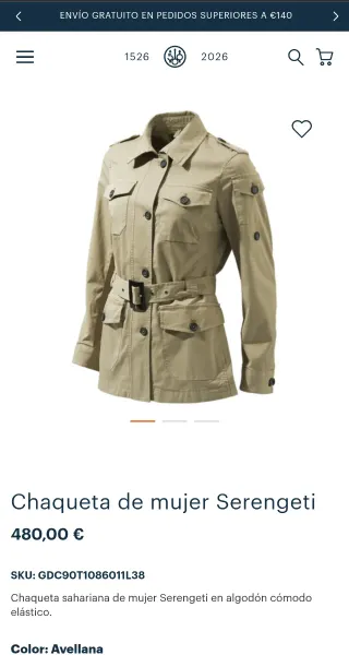 Chaqueta sahariana Beretta Beige