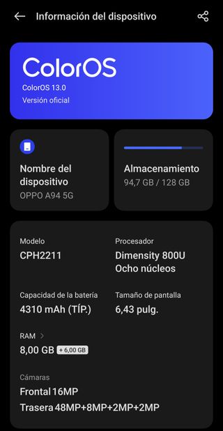Oppo A94 5G Super Amoled videos 4K, bandeja triple