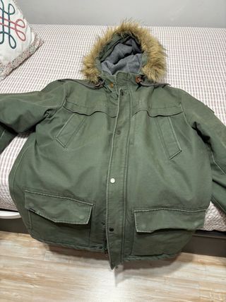 Parka Quiksilver Hombre Verde con Capucha y Piel