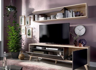 Mueble de Salón Tv Bonn 180cm. Natural y Grafito