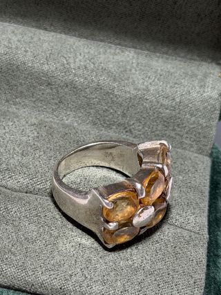 Anillo Plata con Piedras Amarillas