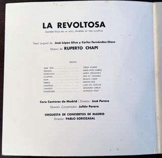 Disco Vinilo La Revoltosa - Ruperto Chapi
