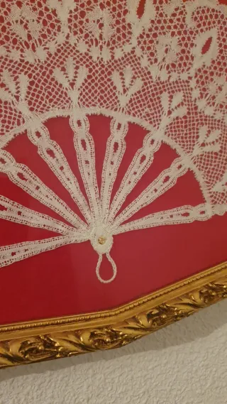 Cuadro abanico encaje antiguo