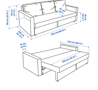 Sofá Cama IKEA FRIHETEN Gris 3 Plazas