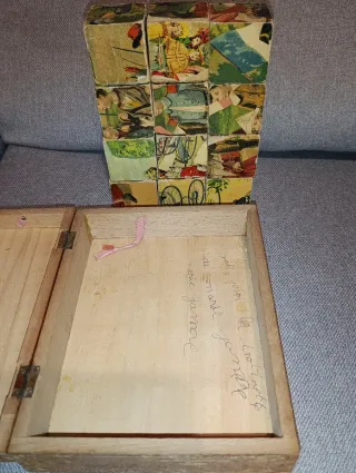 Jogo Cubos Madeira Antigo 1920/30
