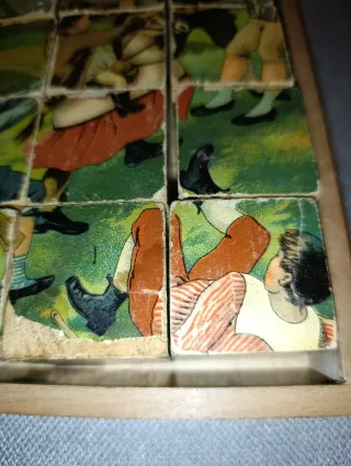 Jogo Cubos Madeira Antigo 1920/30