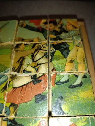 Jogo Cubos Madeira Antigo 1920/30
