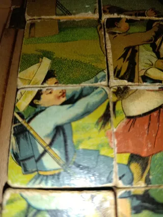 Jogo Cubos Madeira Antigo 1920/30