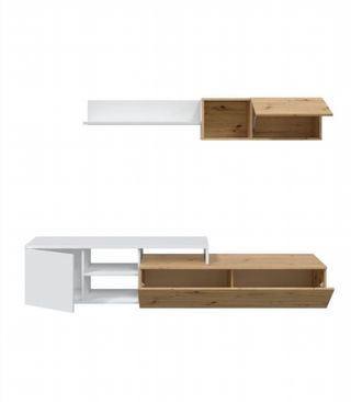 Mueble De Salón 221 Cm. Roble Nodic Y Blanco Arti