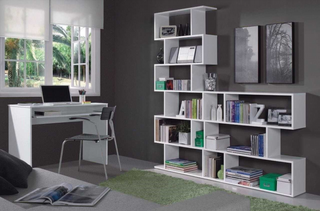 Estantería Baja Zig Zag. Blanco Brillo