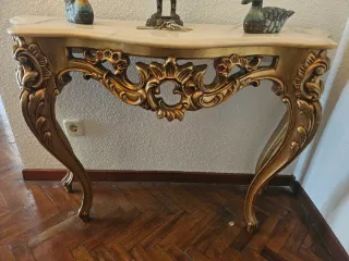 Mesa Consola Dorada Estilo Barroco