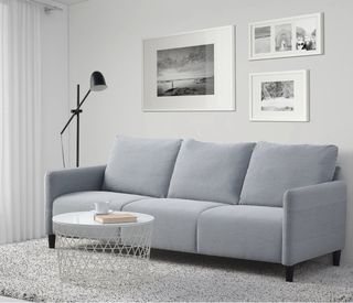 Sofá 3 plazas gris tela