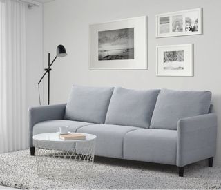 Sofá 3 plazas gris tela