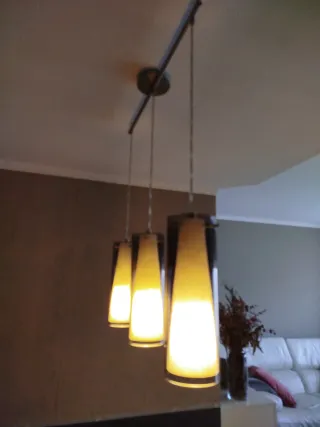 Lámpara colgante comedor cristal y metal