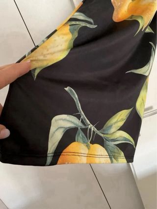 Pantaloni larghi neri fantasia limoni Vintage