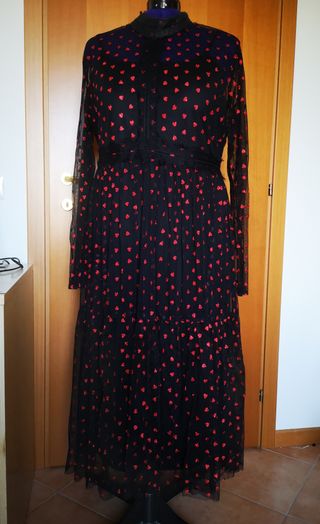 Vestito rete cuori nero rosso plus size curvy