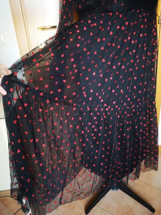 Vestito rete cuori nero rosso plus size curvy