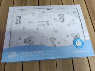 Juego de sábanas de Minicuna KOALA en blanco azul