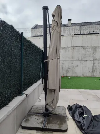 Parasol excéntrico sombrilla rectangular con base