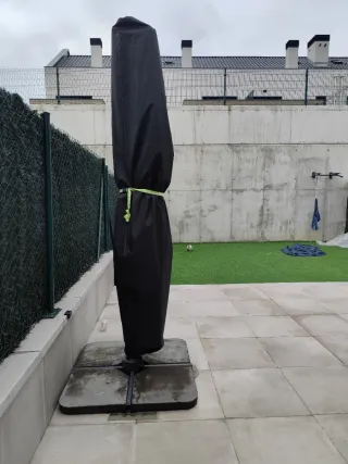 Parasol excéntrico sombrilla rectangular con base