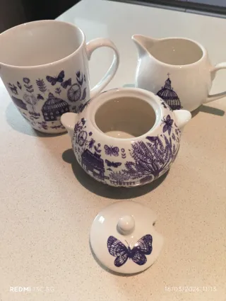 Juego de té porcelana azul y blanco