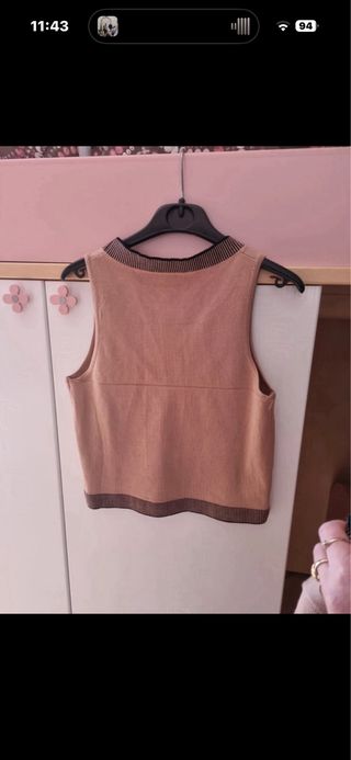 Cardigan e top con maniche donna beige e marrone