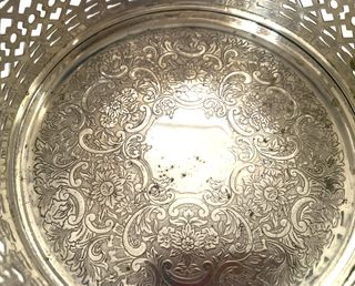 Par de posavasos botella vintage en metal plateado