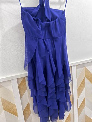 Vestido de fiesta azulón con flor