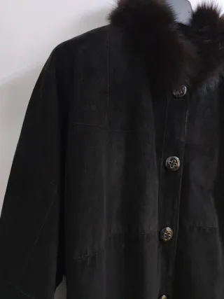 Abrigo Chaquetón Piel Negro Mujer Talla 42-44