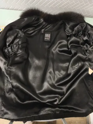 Abrigo Chaquetón Piel Negro Mujer Talla 42-44