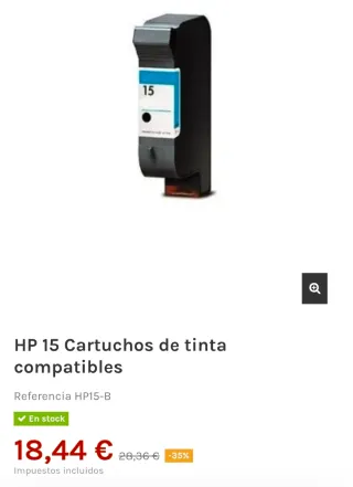Cartucho Tinta HP 15 Black Nuevo