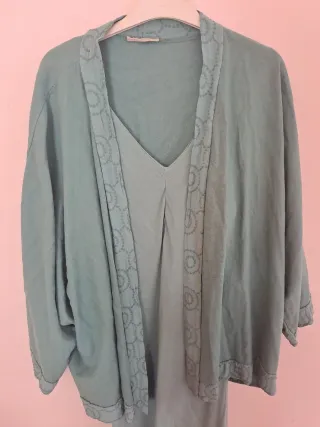 Conjunto Vestido y Chaqueta Teal Talla Única