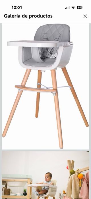 Trona infantil madera y gris