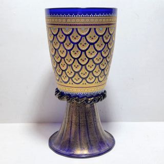 Grande Calice Vetro di Murano Blu, Smalto Metà XX