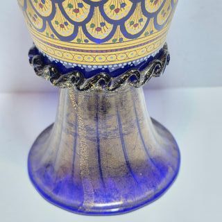 Grande Calice Vetro di Murano Blu, Smalto Metà XX