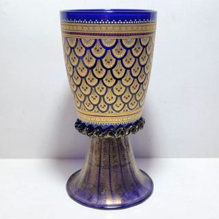 Grande Calice Vetro di Murano Blu, Smalto Metà XX