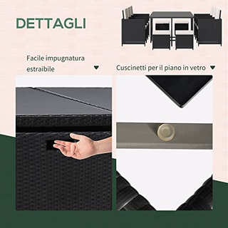 Set 11 PZ Mobili da Giardino in Rattan da Esterno