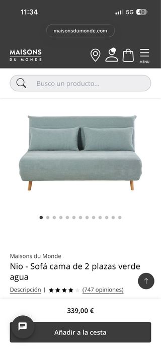 Sofá Cama Nio Verde Agua