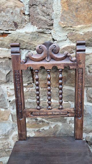 Pareja Sillas Castellanas Madera Antiguas