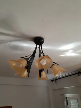 Lámpara de techo tulipanes cristal y metal