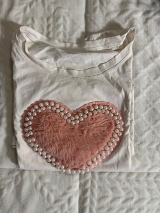 Camiseta Corazón Peluche Perlas Talla M