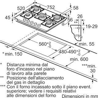 Bosch PPQ7A6I10 Serie 6, placa de gas, 75 cm