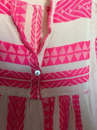 Vestido blanco y rosa talla única