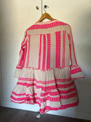 Vestido blanco y rosa talla única