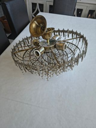 Lámpara araña cristal metal dorado